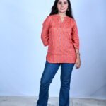 Women's Printed Kurta Pant Set | V-Neck Ethnic Co-Ord Set with Tassel Lace Detail | 3/4 Sleeves Casual & Festive Wear